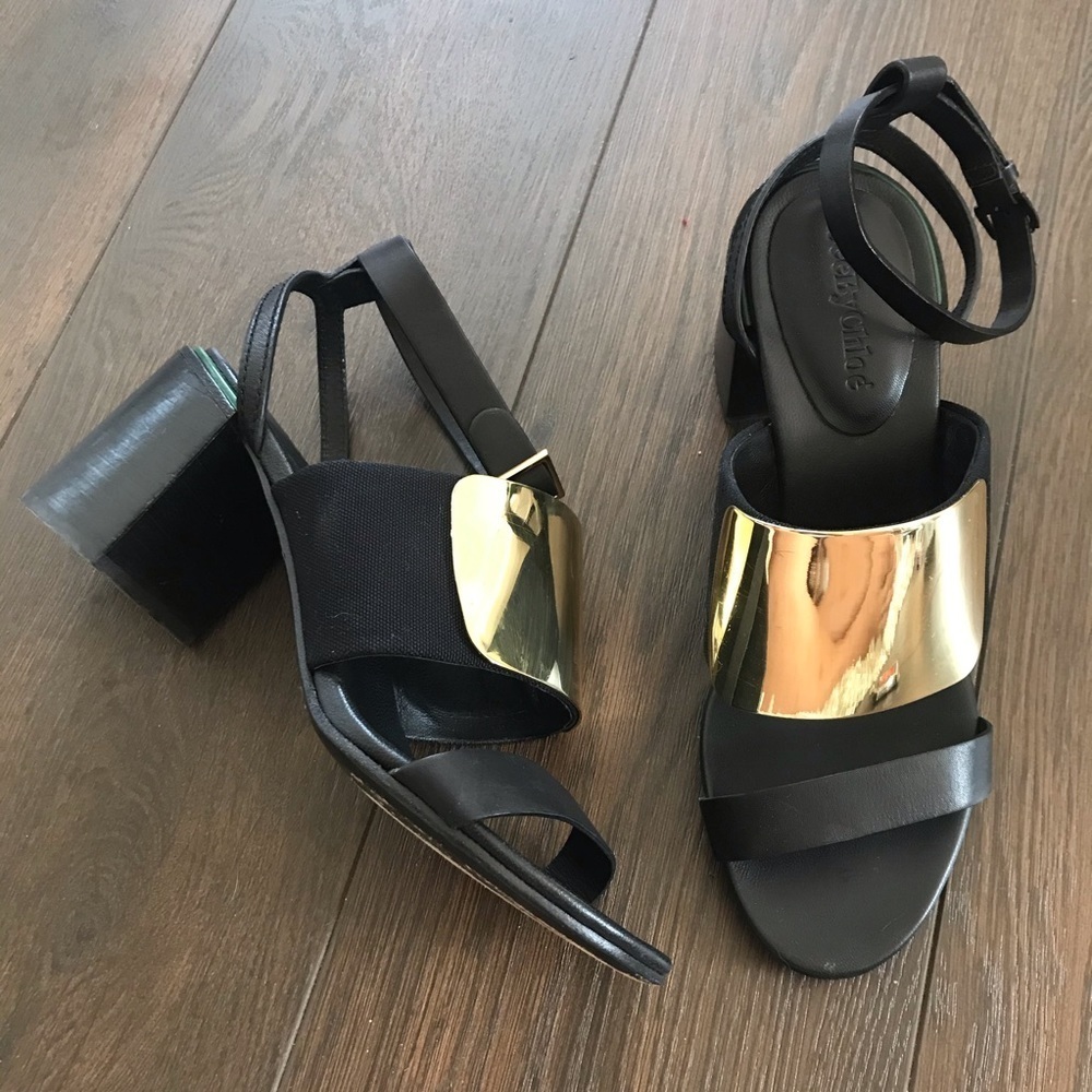 See by Chloe metal vamped stacked heel sandal